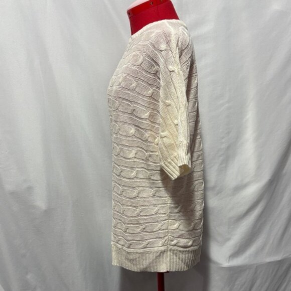 Ralph Lauren Black Label 100% Linen Cream Cable Knit Sweater MM184 - Picture 4 of 6